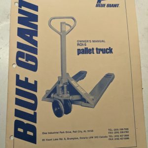 Blue Giant Owners Manual Maintenance Parts List Book 12905M Roi-5 Pallet Truck