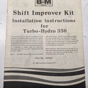 B&M Shift Improver Kit Installation Instruction Manual Turbo Hydro 350 Th 1977