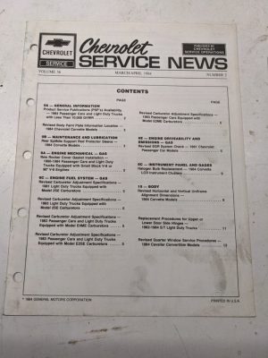 Chevrolet Service News Volume 56 March April 1984 Number 2
