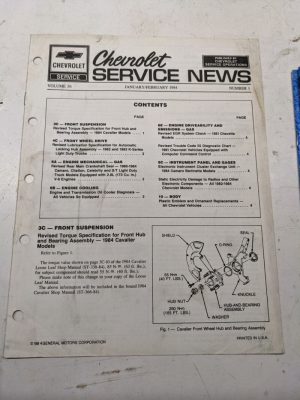 Chevrolet Service News Volume 56 January February 1984 Number 1