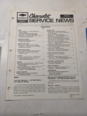 Chevrolet Service News Volume 54 May June 1982 Number 3
