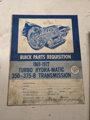 Buick Illustrated Parts List Form Transmission 1969-1972 350 375-B Th Turbo
