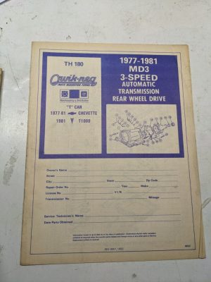 Quick-Req Illustrated Parts List Form Transmission 1977-1981 Md3 Automatic