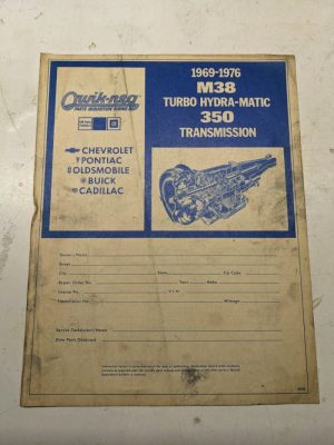 Quik-Req Illustrated Parts List Form Transmission 1969-1976 M38 350 Turbo