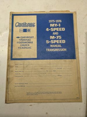 Quik-Req Illustrated Parts List Form Transmission 1975-1976 My-1 M-75 4 Manual
