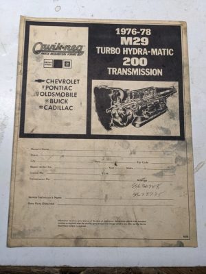 Quik-Req Illustrated Parts List Form Transmission 1976-78 M29 Th 200 Hydramatic