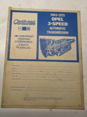 Quik-Req Illustrated Parts List Form Transmission 1969-1975 Opel 3 Speed Auto