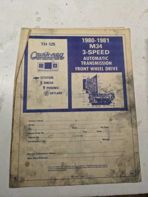 Quik-Req Illustrated Parts List Form Transmission 1980-1981 M34 3 Speed Fwd