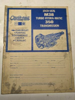 Quik-Req Illustrated Parts List Form Transmission 1969-1976 M38 350 Th Hydra