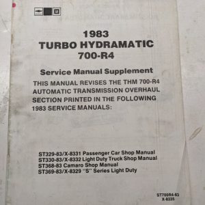 1983 Gm Turbo Hydramatic 700-R4 Service Manual Supplement Repair Shop Book