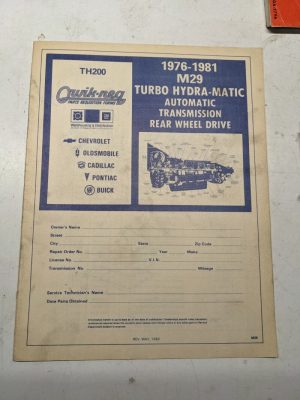 Quik-Req Illustrated Parts List Form Transmission 1976-1981 M29 Th200