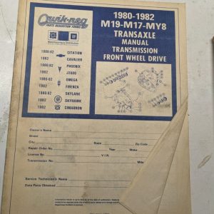 Quik-Req Illustrated Parts List Form Transmission 1980-1982 M19 M17 My8 Manual