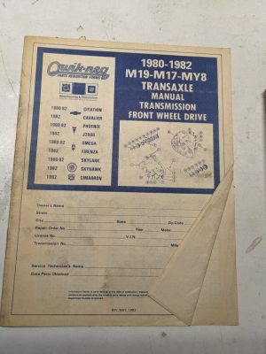 Quik-Req Illustrated Parts List Form Transmission 1980-1982 M19 M17 My8 Manual