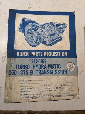 Buick Illustrated Parts List Form Transmission 1969-1972 350-375B Turbo Hydra