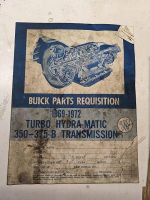 Buick Illustrated Parts List Form Transmission 1969-1972 Th350 375B Turbo