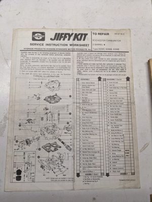 Jiffy Kit Service Instruction Manual Carburetor M2Mc M2Me E2Me Rochester