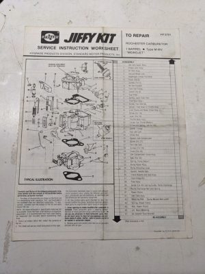 Jiffy Kit Service Instruction Manual Carburetor Rochester M Mv Monojet