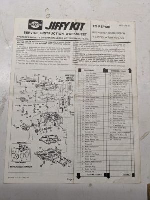Jiffy Kit Service Instruction Manual Carburetor Rochester 4Mv Mc