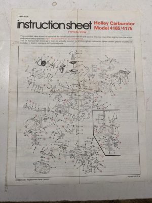 Holly Service Instruction Manual Carburetor 4165 4175 Adjustment