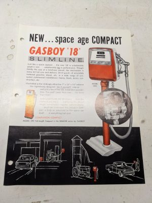 Gasboy Pump Dealer Sales Brochure Advertisment Model 18 Slimline “Space Age”