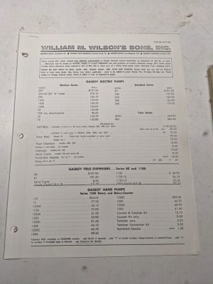 Gasboy William Wilson 1966 Various Gas Pumps Model Product Price List Info
