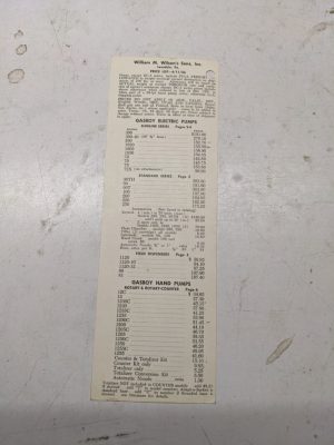 Gasboy William Wilson 4/11/1966 Various Gas Pumps Model Product Price List Info