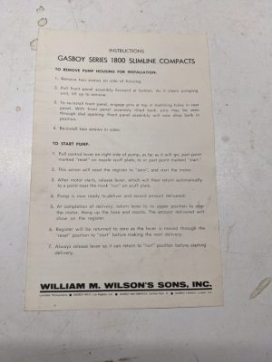Gasboy Instruction Installation Mounting Manual Series 1800 Slimline Compacts