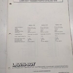Lawn-Boy Parts Manual List Trimmer 1979 3100 3130 3160 Model Catalog Manual Book