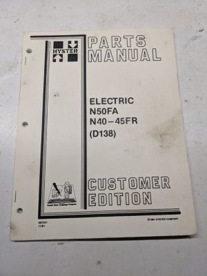 Hyster Parts List Book Manual Catalog Electric N50Fa N40 N45 Fr D138 1991 897431