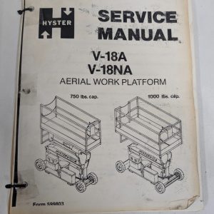 Hyster Service Repair Manual V-18A V-18Na Aerial Work Platform 750 1000# 1984