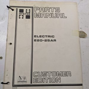Hyster Parts List Book Manual Catalog Electric E20Ar E25Ar 1986 Fork Lift