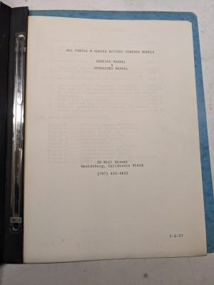Fabtek M-Series Battery Powered Models Service & Operation Manual 1977