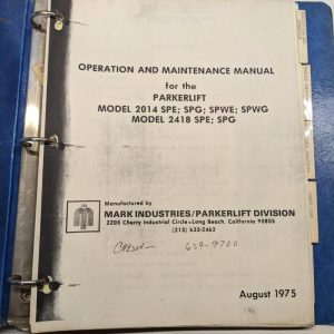 Mark Operating Maintenance Manual Parkerlift 2014 Spe Spg Spwe Spwg 2418 1975