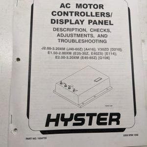 Hyster Ac Motor Controllers/Display Panel Repair Manual J40