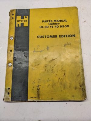 Hyster Fork Lift Parts List Book Manual Challenger Ue-30 Ye-40 He-50 1967