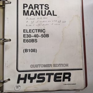 Hyster Parts List Book Manual Catalog Electric E30B E40B E50B E60Bs 1996 B108