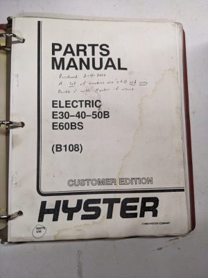Hyster Parts List Book Manual Catalog Electric E30B E40B E50B E60Bs 1996 B108