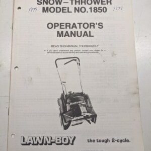 Lawn-Boy Operator'S Manual Shop Model 1850 1979 Snow Thrower Oem