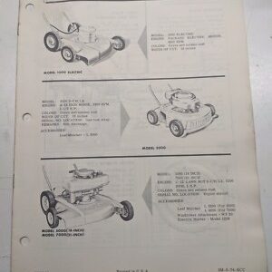 Lawn-Boy Parts List Mower 1956 1000 Electric 3000 5000 7000 Catalog Book Manual