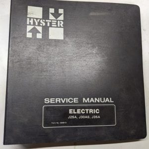 Hyster Service Repair Shop Manual Electric J25A J30As J35A 1987 599819 Book