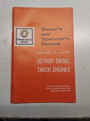 Detroit Diesel Truck Engines Owners And Operators Manual Series 53 71 92 1980