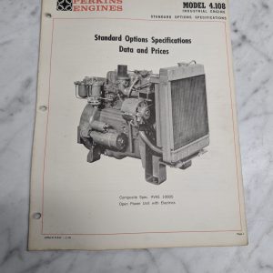 Perkins Engines Model 4.108 Industrial Engine Options Data & Prices Manual 1970