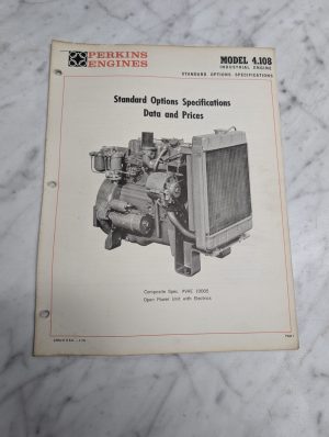 Perkins Engines Model 4.108 Industrial Engine Options Data & Prices Manual 1970