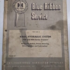 International Harvester Service Manual Gss-1343-B Hydraulic 706 806 Oem Ih