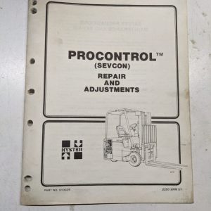 Hyster Service Repair Manual Adjustments Procontrol Sevcon 910029 1988