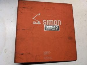 Simon Service Repair Manual 803-40 Sr Aerial Lift Parts List Diagrams Shop Book