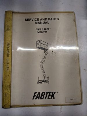 Fabtek Inc Service Repair Manual Aerial Platform Shop Book M18Fw Parts List Book