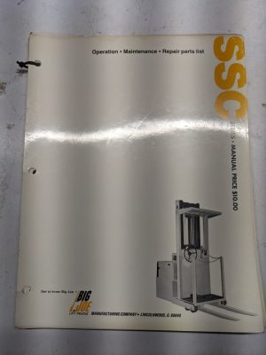 Big Joe Operation Maintenance Repair Parts List Service Manual Ssc Series Ssc874