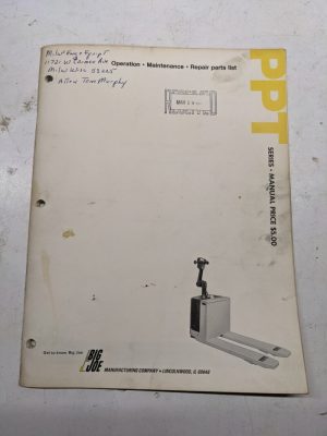 Big Joe Operation Maintenance Repair Parts List Service Manual Ppt Series 1973