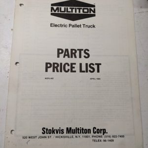Multiton Electric Pallet Truck Parts Price List 1985 Wepl485